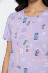 Zivame Farm Lore Knit Cotton Knee Length Nightdress - Lilac Breeze — thumbnail 5